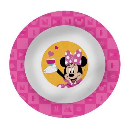 Kit Refeição Infantil Minnie Disney 6 Peças Prato, Tigela, Copo 3d E Talheres