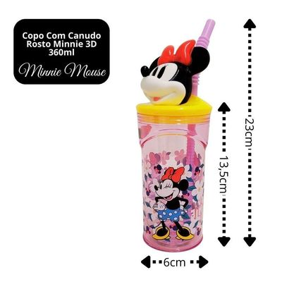 Kit Refeição Infantil Minnie Disney 3 Peças Prato, Tigela E Copo 3d 360ml