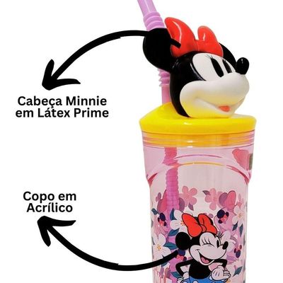 Kit Refeição Infantil Minnie Disney 3 Peças Prato, Tigela E Copo 3d 360ml