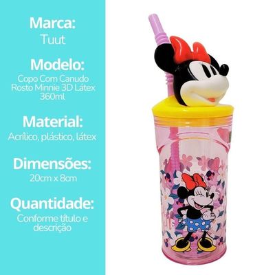 Kit Refeição Infantil Minnie Disney 3 Peças Prato, Tigela E Copo 3d 360ml