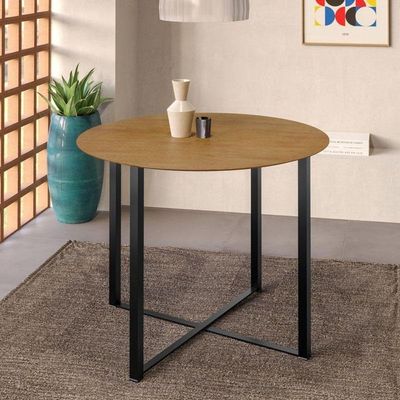 Mesa De Jantar Renata 100 Cm Tampo Redondo Preto Ype Com 4 Cadeiras 061 Preto Madeira Imbuia -artefamol