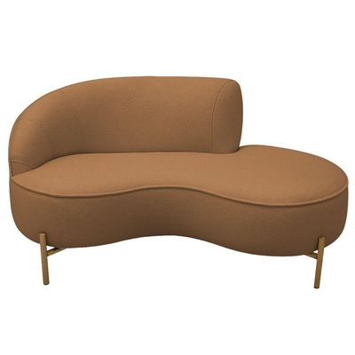 Sofá Curvo 3 Lugares 180cm Braço Dir. Thommy Pés Ouro Bouclé Terracota - Nexta Casa
