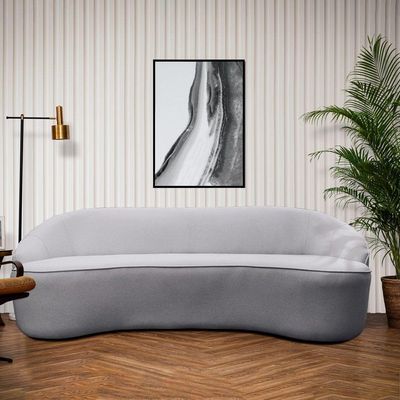 Sofá Curvo Montserrat 210cm 03 Lugares Lona Cinza Claro - Nexta Casa