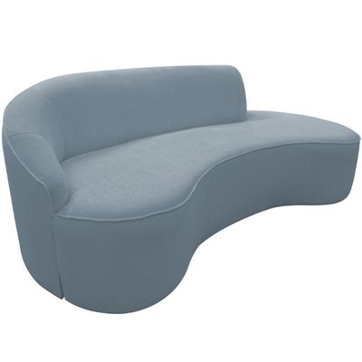 Sofá Curvo 04 Lugares 230cm Eron Braço Direito Bouclé Azul Claro - Nexta Casa