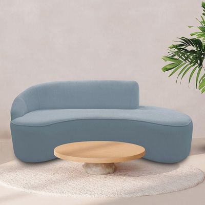 Sofá Curvo 04 Lugares 230cm Eron Braço Direito Bouclé Azul Claro - Nexta Casa