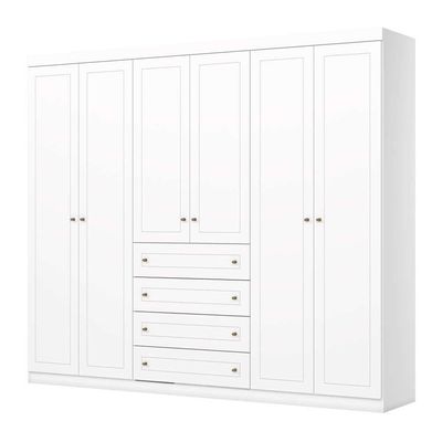 Guarda Roupa Casal 6 Portas 4 Gavetas Amy Casa 812 Branco Hp