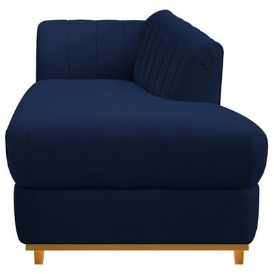Kit Diva Recamier Vanessa 160cm Lado Direito E 01 Poltrona Laura Suede Cor Azul Marinho