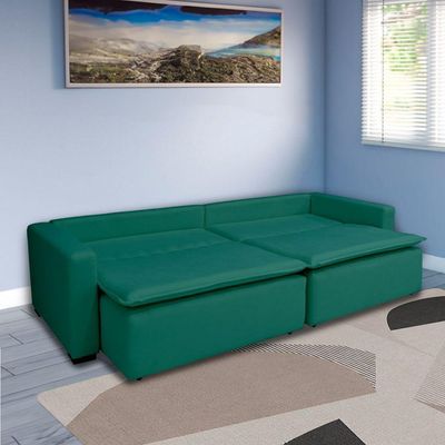 Sofá Cama Tóquio Com Almofadas Soltas 2.20m-verde