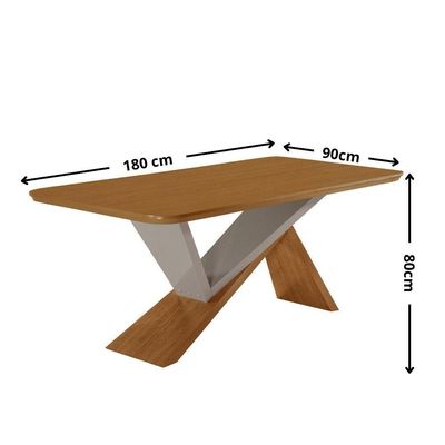 Mesa De Jantar Yasmin 180 Mdf Laminado E 6 Cadeiras Melissa Veludo Capuccino/naturale/off White