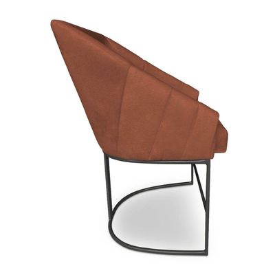 Poltrona Luxo Alana Veludo Terracota Base Ferro Preto - Pallazio