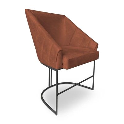 Poltrona Luxo Alana Veludo Terracota Base Ferro Preto - Pallazio