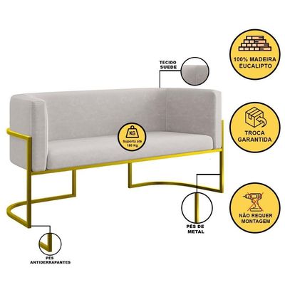 Sofá 2 Lugares Para Recepção Com Base Reforçada Balaqui Bege