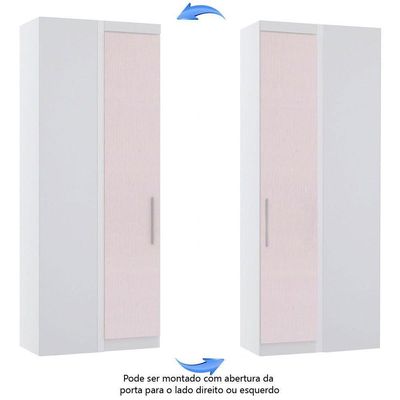 Guarda Roupa De Canto Reto 90cm 1 Pt Alpes Luciane Móveis Branco Pf-rosa Pf