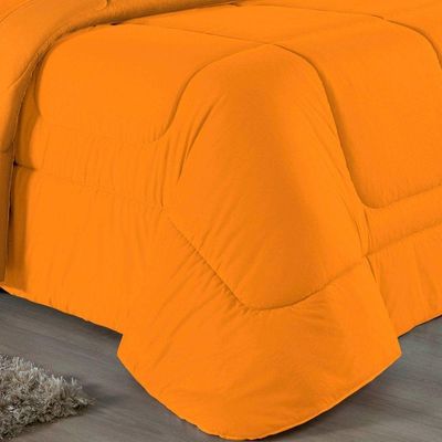 Kit Edredom Dupla Face + Jogo De Lençol Casal Viúva Nobre 6 Peças Malha 100% Algodão - Laranja