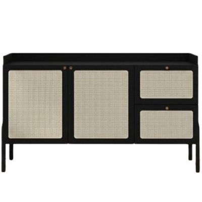 Balcão Buffet 139cm Com Pés De Madeira Oslo - Nero