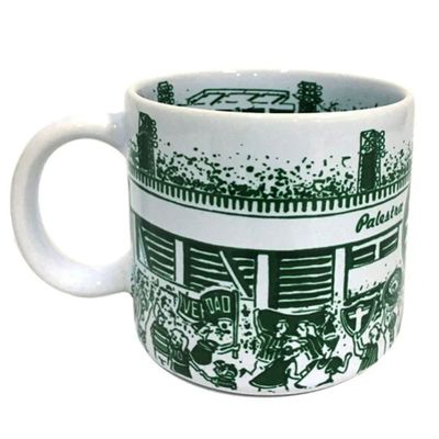 Caneca Estádio do Palestra Itália Canecaria 360 ML Cerâmica Palmeiras  Licenciada Branco