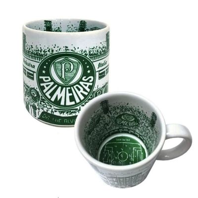 Caneca Estádio do Palestra Itália Canecaria 360 ML Cerâmica Palmeiras  Licenciada Branco