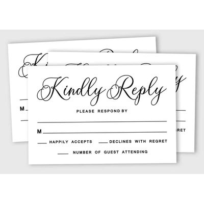 50 Cartões RSVP em Branco com Envelopes Brancos para Casamento, Jantar de Ensaio, Chá de Bebê, Chá de Noiva e Festa de Noivado - Inkdotpot 10,16 Cm × 15,24 Cm / Branco