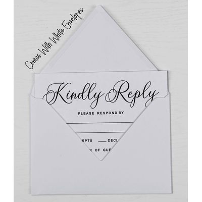 50 Cartões RSVP em Branco com Envelopes Brancos para Casamento, Jantar de Ensaio, Chá de Bebê, Chá de Noiva e Festa de Noivado - Inkdotpot 10,16 Cm × 15,24 Cm / Branco