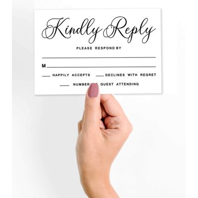 50 Cartões RSVP em Branco com Envelopes Brancos para Casamento, Jantar de Ensaio, Chá de Bebê, Chá de Noiva e Festa de Noivado - Inkdotpot 10,16 Cm × 15,24 Cm / Branco