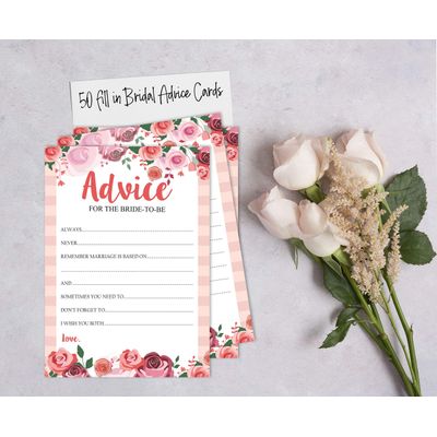 50 Cartões Florais para Chá de Noiva e Despedida de Solteira, em Lote, Quadrados em Branco, Preenchíveis, Ideias de Presente - Inkdotpot 12,7 Cm × 17,78 Cm / Branco - Cartão de Conselho