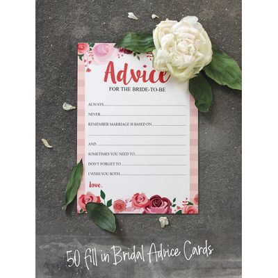 50 Cartões Florais para Chá de Noiva e Despedida de Solteira, em Lote, Quadrados em Branco, Preenchíveis, Ideias de Presente - Inkdotpot 12,7 Cm × 17,78 Cm / Branco - Cartão de Conselho