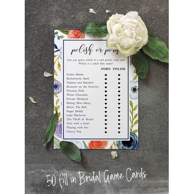 50 Cartões de Jogo Florais para Chá de Noiva e Despedida de Solteira, Quadrados em Branco para Preencher Ideias de Presente - Inkdotpot 12,7 Cm × 17,78 Cm / Branco - Esmalte ou Filme