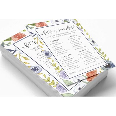 50 Cartões de Jogo Florais para Chá de Noiva e Despedida de Solteira, Quadrados em Branco para Preencher Ideias de Presente - Inkdotpot 12,7 Cm × 17,78 Cm / Branco - O Que Tem no Seu Celular