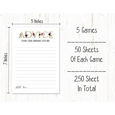 50 Cartões Florais Quadrados em Branco para Chá de Noiva e Despedida de Solteira para Preencher Ideias de Presente - Inkdotpot 12,7 Cm × 17,78 Cm / Branco - Conjunto de Jogos