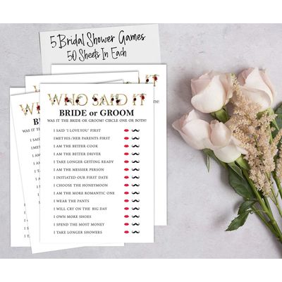 50 Cartões Florais Quadrados em Branco para Chá de Noiva e Despedida de Solteira para Preencher Ideias de Presente - Inkdotpot 12,7 Cm × 17,78 Cm / Branco - Conjunto de Jogos