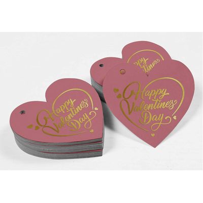 Etiquetas 'Feliz Dia dos Namorados' em Papel Metalizado para Lembrancinhas para Pendurar - Inkdotpot 50 Etiquetas Metalizadas / Rosa - Dourado