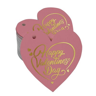 Etiquetas 'Feliz Dia dos Namorados' em Papel Metalizado para Lembrancinhas para Pendurar - Inkdotpot 50 Etiquetas Metalizadas / Rosa - Dourado
