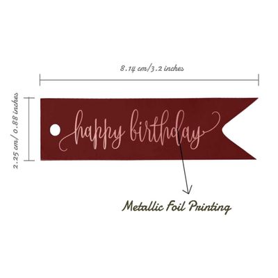 Tags de Papel 'Happy Birthday' para Pendurar em Lembrancinhas com Acabamento Metalizado - Inkdotpot 100 Etiquetas Metalizadas / Vermelho - Ouro Rosé