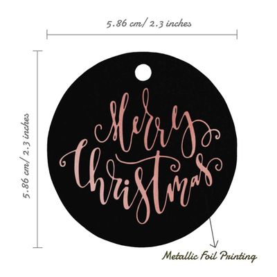 Etiqueta de Papel Metalizado para Pendurar 'Merry Christmas' de Lembrancinha - Inkdotpot 50 Etiquetas Metalizadas / Preto - Ouro Rosé