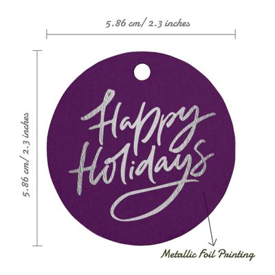 Etiquetas de Papel Metalizado Boas Festas para Lembrancinhas para Pendurar - Inkdotpot 100 Etiquetas Metalizadas / Roxo - Prata