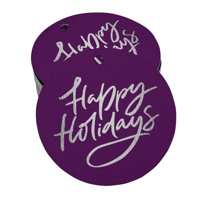 Etiquetas de Papel Metalizado Boas Festas para Lembrancinhas para Pendurar - Inkdotpot 100 Etiquetas Metalizadas / Roxo - Prata