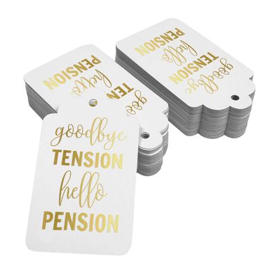Adeus Tensão, Olá Aposentadoria, Etiquetas para Garrafa de Aposentadoria Metalizadas para Lembrancinha - Inkdotpot 50 Etiquetas Metalizadas / Branco - Dourado