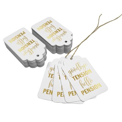 Adeus Tensão, Olá Aposentadoria, Etiquetas para Garrafa de Aposentadoria Metalizadas para Lembrancinha - Inkdotpot 50 Etiquetas Metalizadas / Branco - Dourado