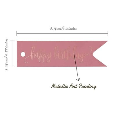 Etiquetas de Papel para Lembrancinhas 'Feliz Aniversário' com Folha Metalizada para Pendurar - Inkdotpot 50 Etiquetas Metalizadas / Rosa - Ouro Rosé