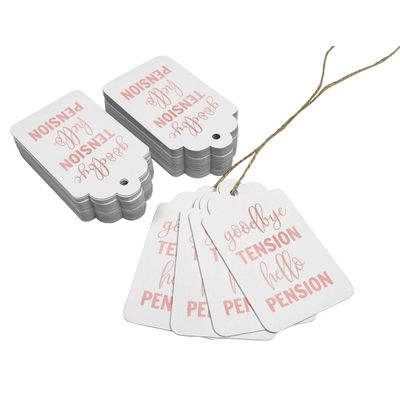 Adeus Tensão, Olá Aposentadoria, Etiquetas para Garrafa de Aposentadoria Metalizadas para Lembrancinha - Inkdotpot 50 Etiquetas Metalizadas / Branco - Ouro Rosé