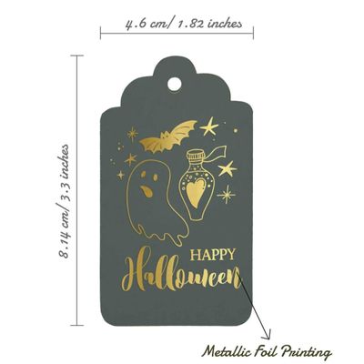 Etiquetas de Garrafa 'Happy Halloween' Folheadas para Lembrancinha, para Pendurar - Inkdotpot 100 Etiquetas Metalizadas / Roxo - Prata