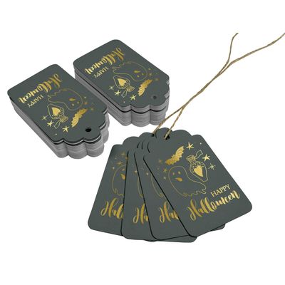 Etiquetas de Garrafa 'Happy Halloween' Folheadas para Lembrancinha, para Pendurar - Inkdotpot 100 Etiquetas Metalizadas / Roxo - Prata