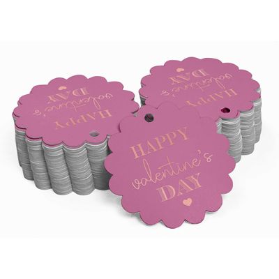 Tags de Papel para Lembrancinhas do Dia dos Namorados com Foil Artesanal para Pendurar - Inkdotpot 50 Etiquetas Metalizadas / Rosa - Ouro Rosé