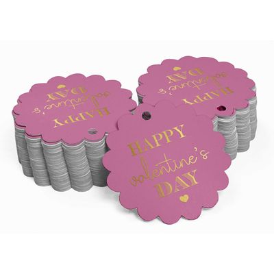 Tags de Papel para Lembrancinhas do Dia dos Namorados com Foil Artesanal para Pendurar - Inkdotpot 50 Etiquetas Metalizadas / Rosa - Ouro Rosé