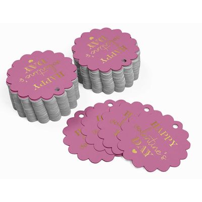 Tags de Papel para Lembrancinhas do Dia dos Namorados com Foil Artesanal para Pendurar - Inkdotpot 50 Etiquetas Metalizadas / Rosa - Ouro Rosé