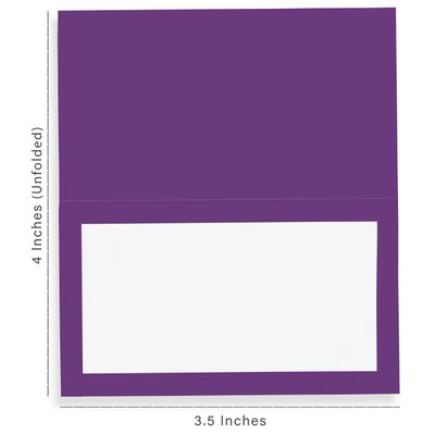 Pacote com 24 Cartões Tenda Sólidos para Casamento, Ação de Graças, Natal, Catering e Buffet - Cartões de Nome (Roxo) - Inkdotpot 10,16 Cm × 8,89 Cm / Roxo
