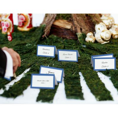 Pacote com 24 Cartões Tenda Sólidos para Mesa para Casamento, Ação de Graças, Natal, Buffet e Catering, Cartões de Nome (Azul) - Inkdotpot 10,16 Cm × 8,89 Cm / Azul