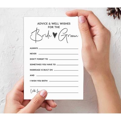Pacote com 50 Cartões Brancos Clássicos de Conselhos e Desejos para a Noiva e o Noivo, Jogo de Casamento Sr. e Sra., 13 x 18 cm - Inkdotpot 12,7 Cm × 17,78 Cm / Branco