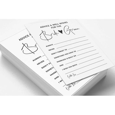 Pacote com 50 Cartões Brancos Clássicos de Conselhos e Desejos para a Noiva e o Noivo, Jogo de Casamento Sr. e Sra., 13 x 18 cm - Inkdotpot 12,7 Cm × 17,78 Cm / Branco
