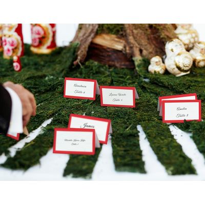 Pacote com 24 Cartões de Tenda Sólidos para Mesas, Cartões de Lugar para Casamento, Ação de Graças, Natal e Buffet (Vermelho) - Inkdotpot 10,16 Cm × 8,89 Cm / Vermelho
